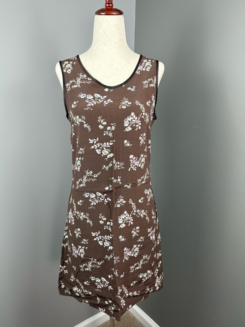Gap Sleeveless Midi Dress Women’s Size S Brown Ditsy Floral Button Keyhole Back